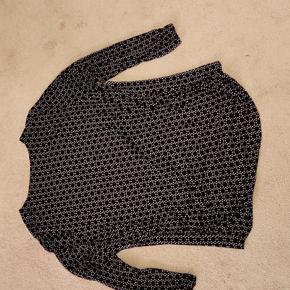 Peter Nygad Women tunic with rushing detail long sleeves black & white 3X W-542 - Picture 5 of 7